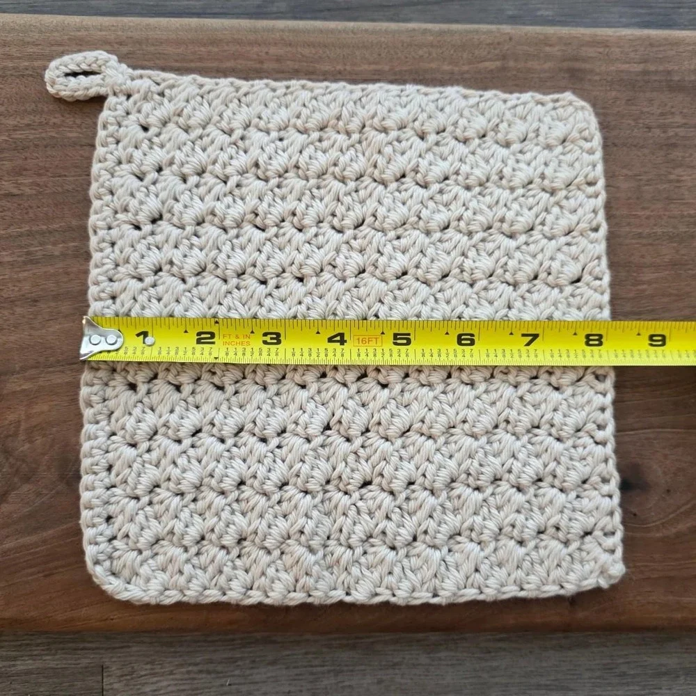 Handmade Ivory Crochet Face Scrubbies Coasters Washcloth Set 4pc Cotton Cream